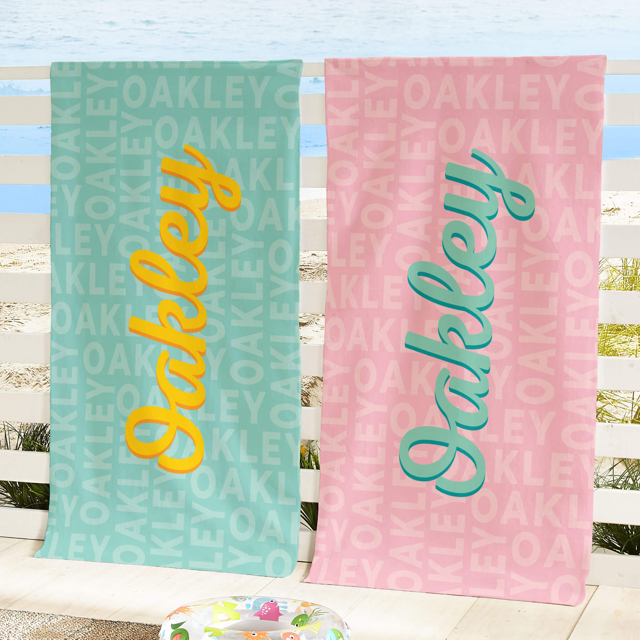 Retro Script Name Beach Towel