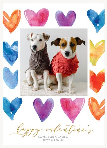 Watercolor Hearts Valentines Cards