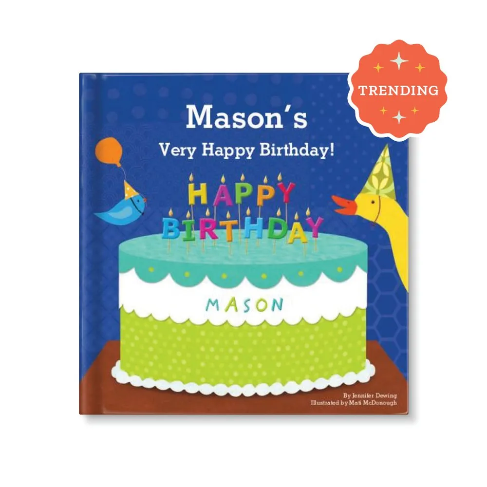 Baby's First Birthday Personalized Board Book - Blue