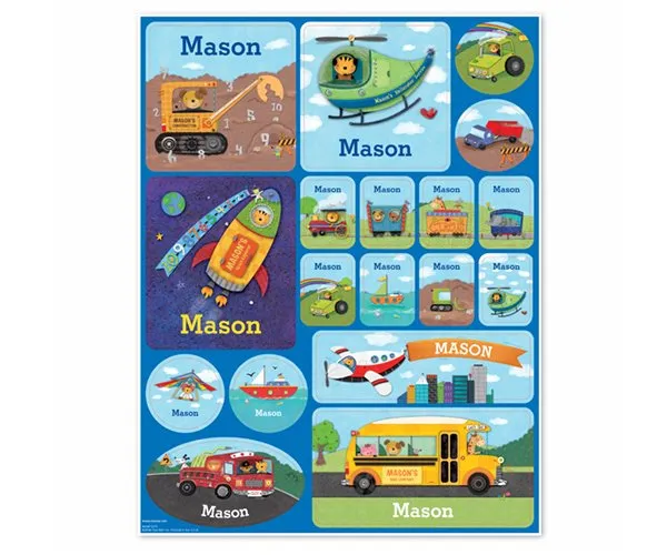 Things That Go Personalized Stickers