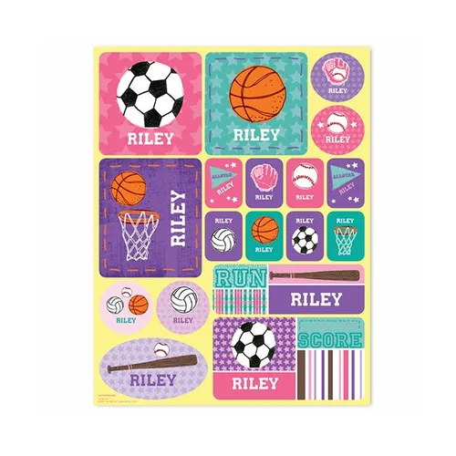 Sports Personalized Stickers - Pink