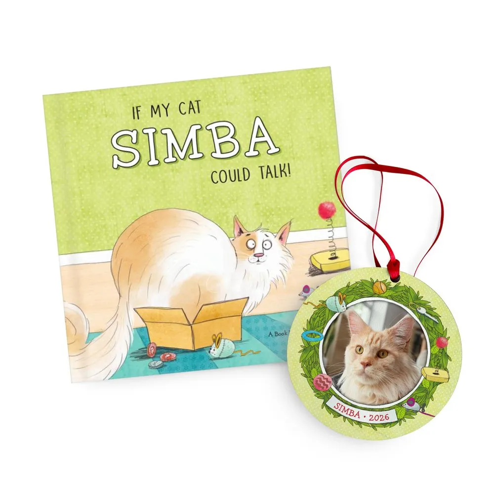 If My Cat Could Talk Personalized Book and Ornament Gift Set