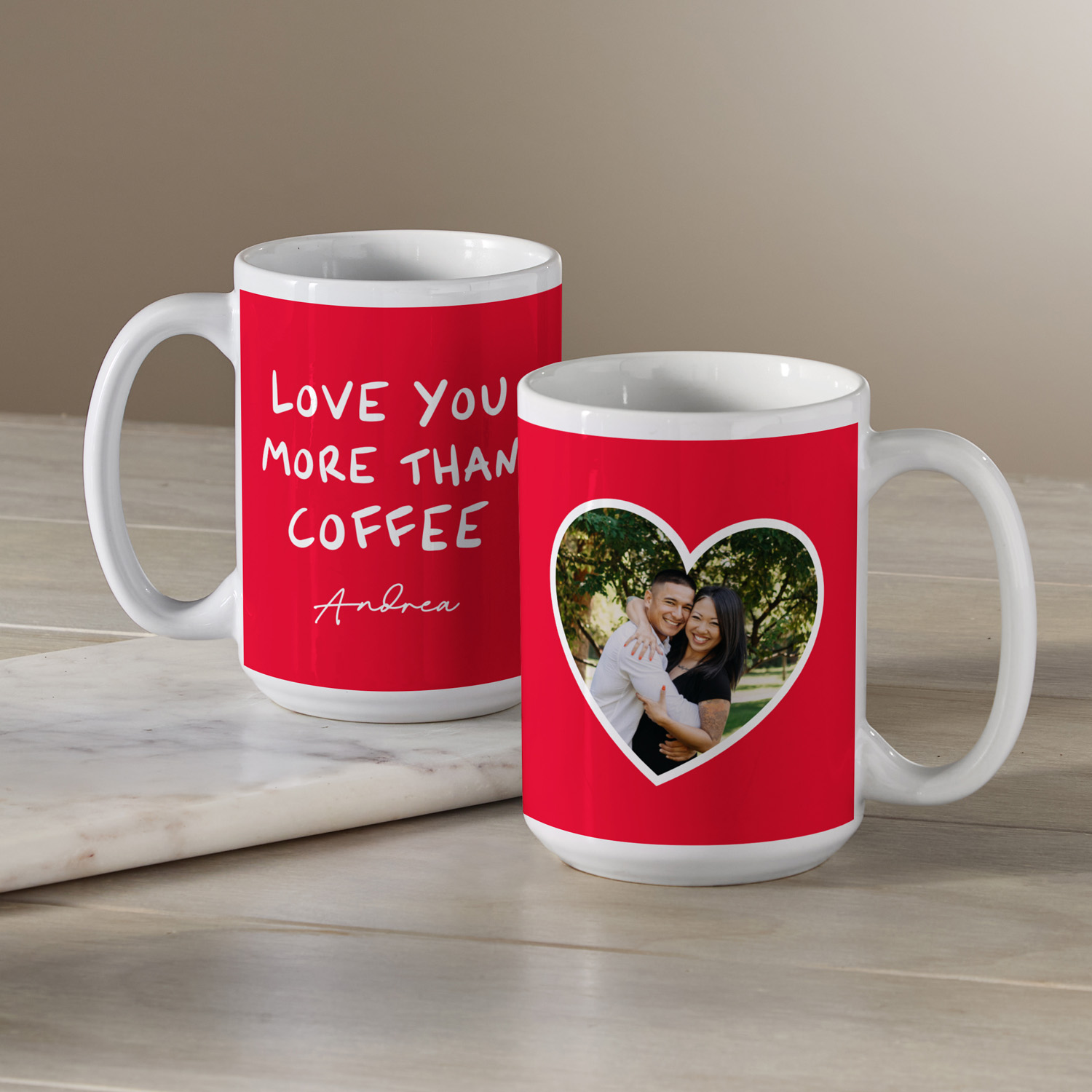 Love You More Heart Photo Mug