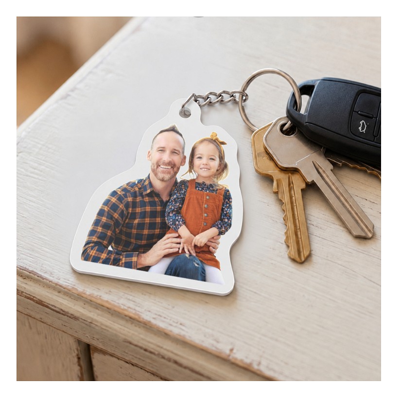 Men’s Photo Silhouette Laser-Cut Acrylic Keychain