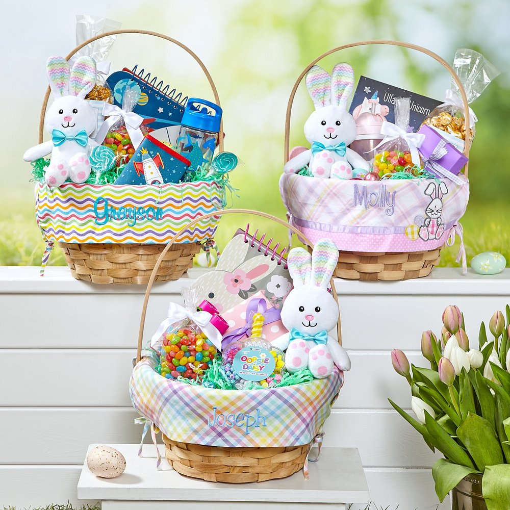 Premium Embroidered Easter Basket-12"