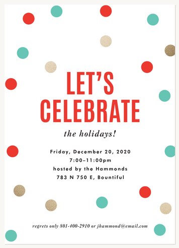 Cheerful Confetti Holiday Party Invitations