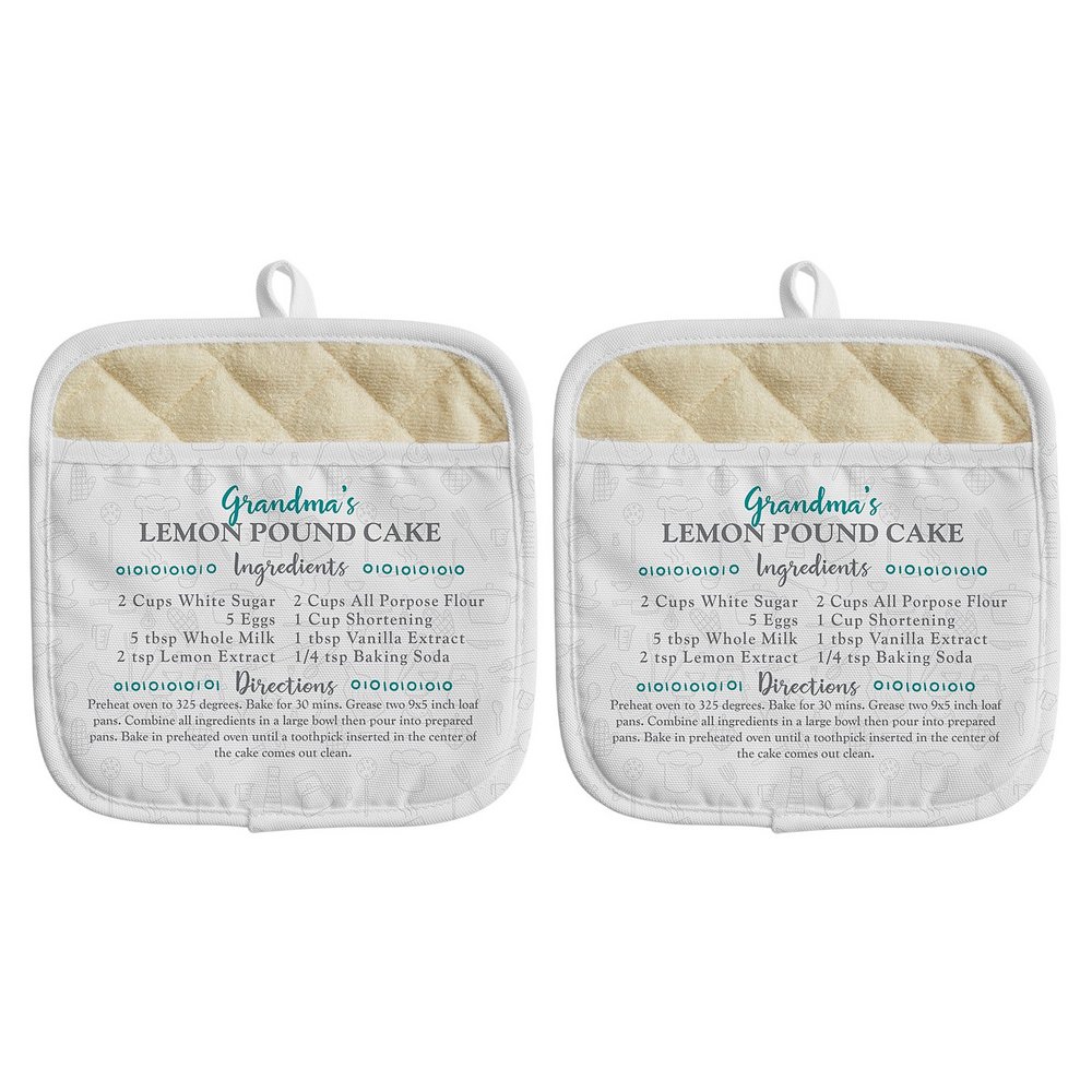 Your Family Recipe Pot Holder-Set of 2-Teal - 8 Ingredients