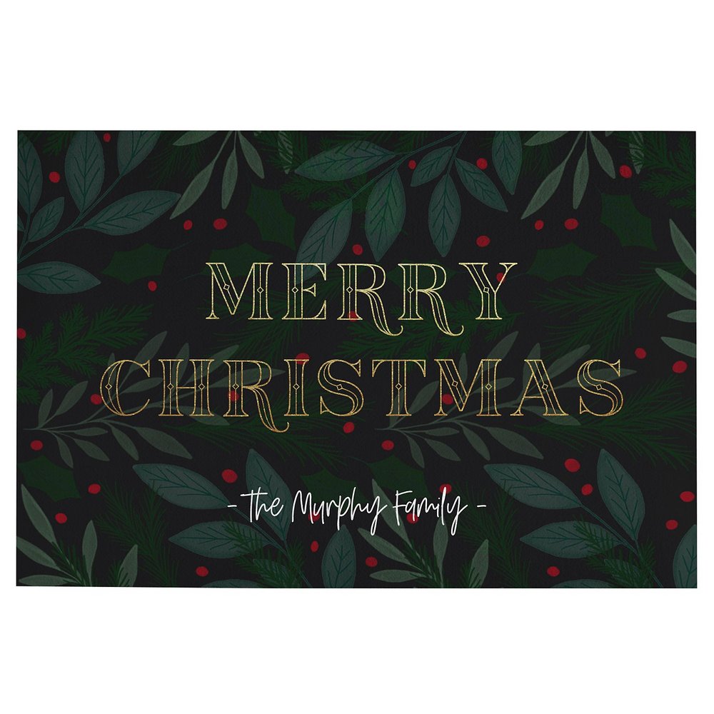 Merry Christmas Holly Doormat - 24x36