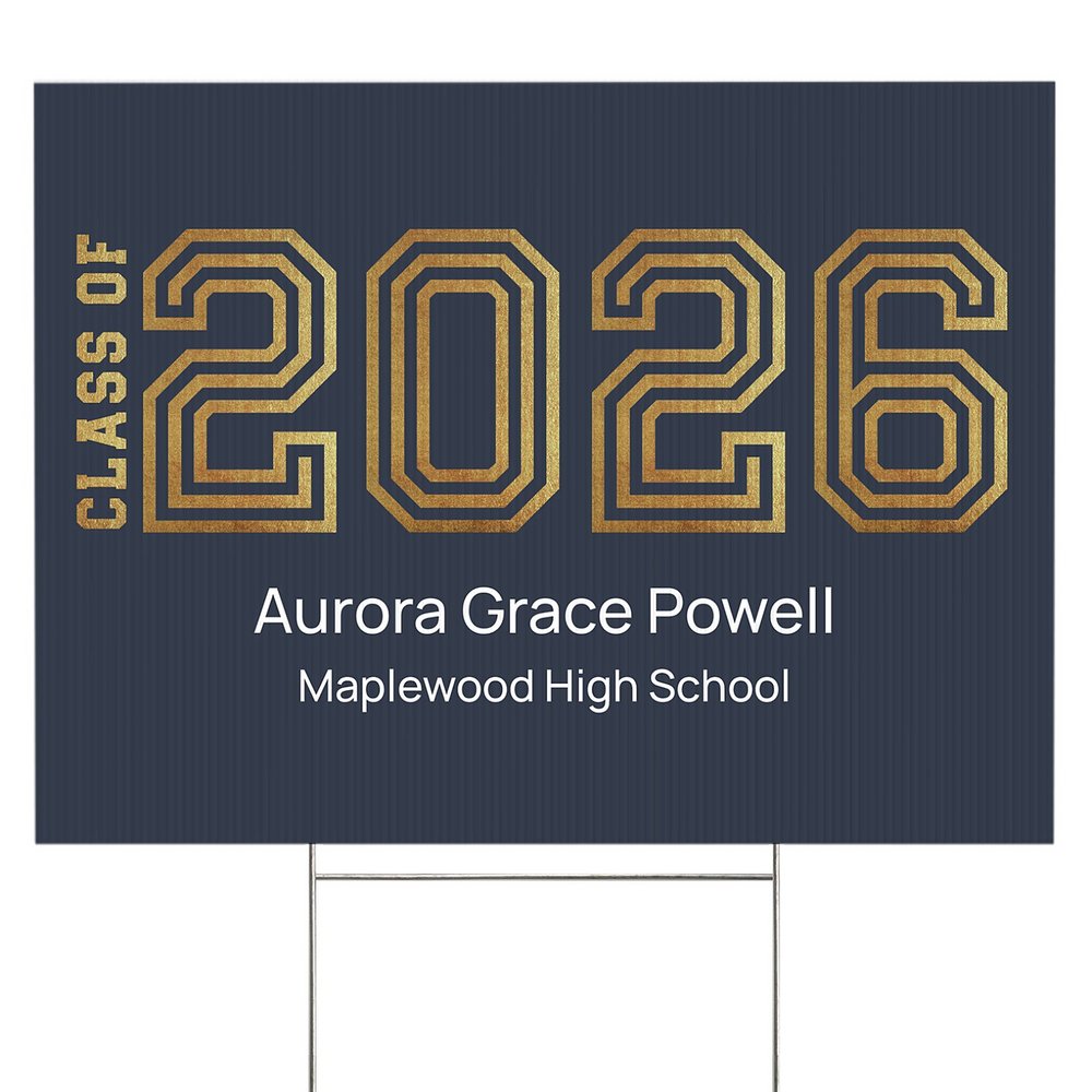 Illuminated Year Graduation Yard Sign - 2 sided - Blue