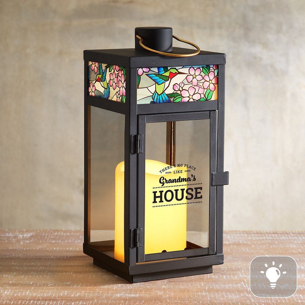 A Mother's Love Hummingbird Stained Glass Lantern