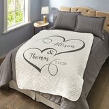Two Hearts One Love Quilted Throw - Ivory