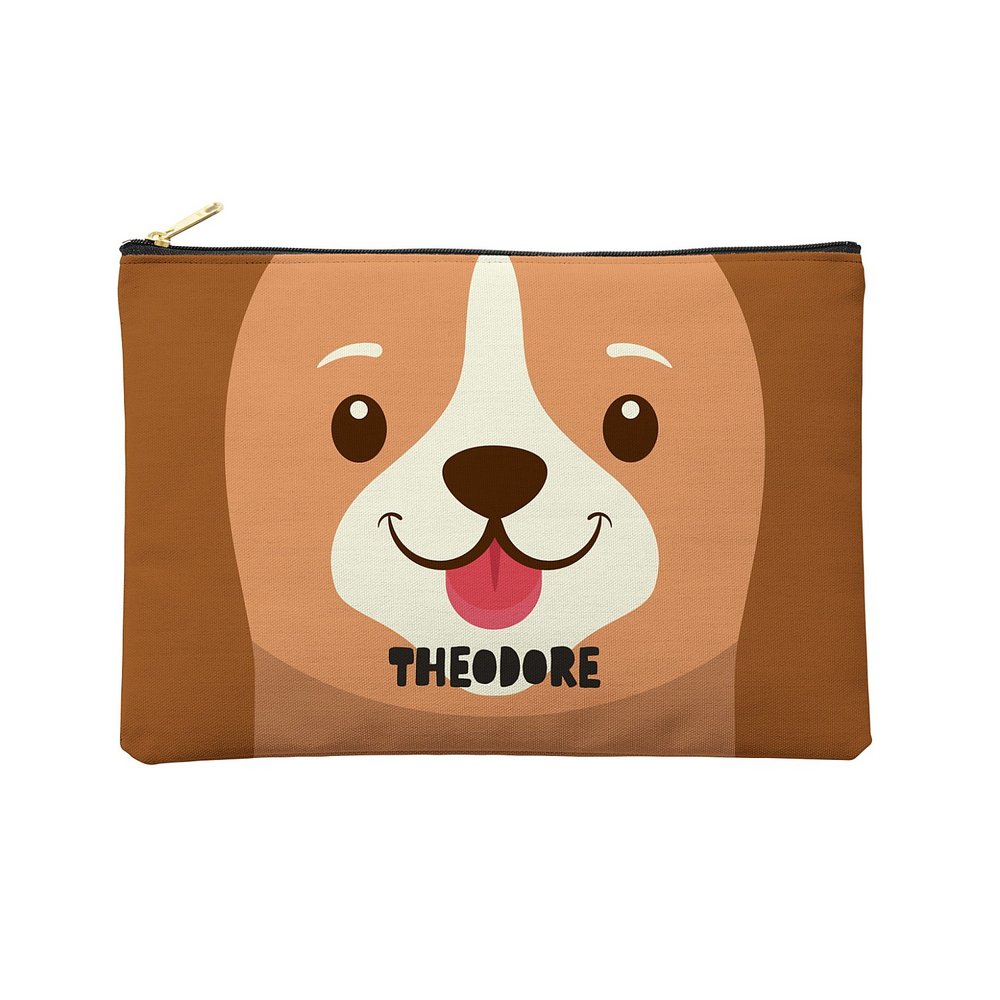 Cheerful Animals Zipper Pouch - Large - Dog
