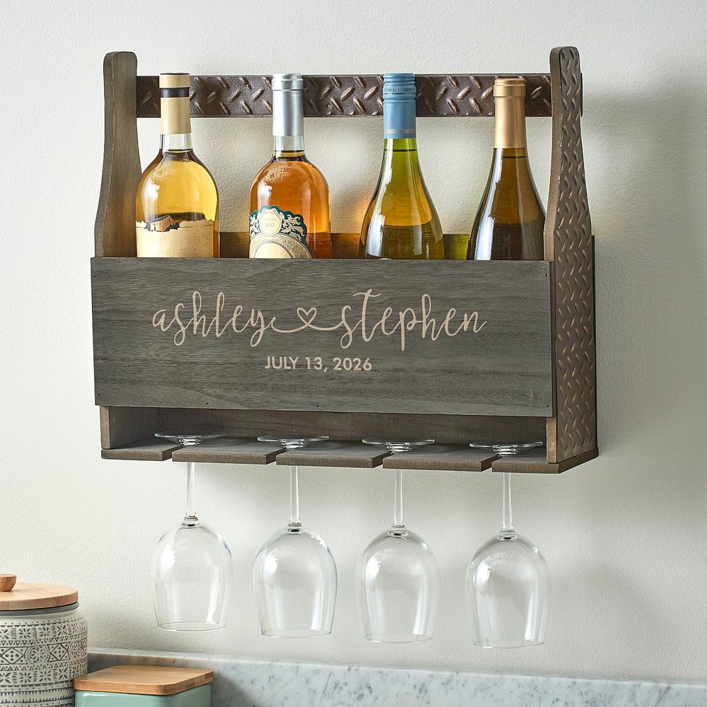 Our Love Connects Us Wall-Mounted Wine Rack