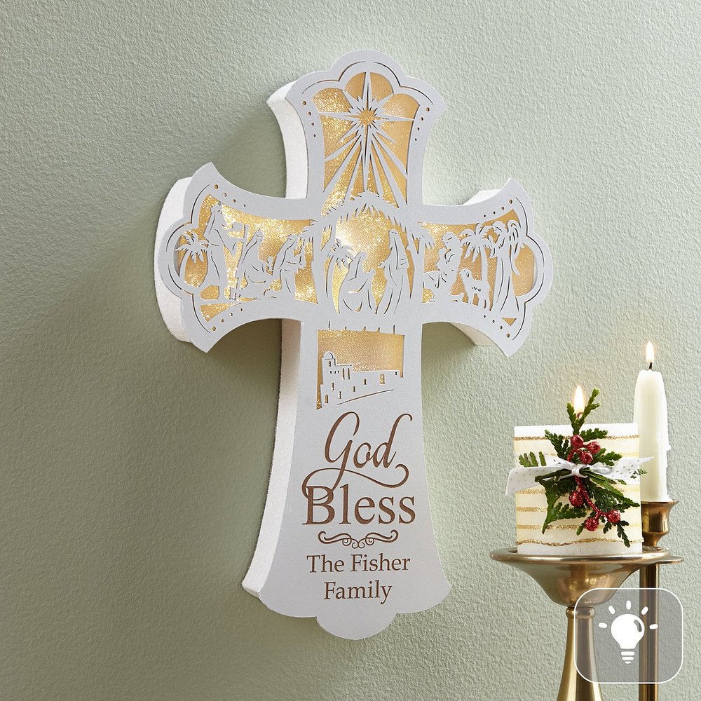 Illuminated Nativity Wall Cross