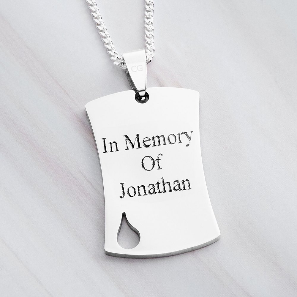 No Tears In Heaven Silver Dog Tag Necklace