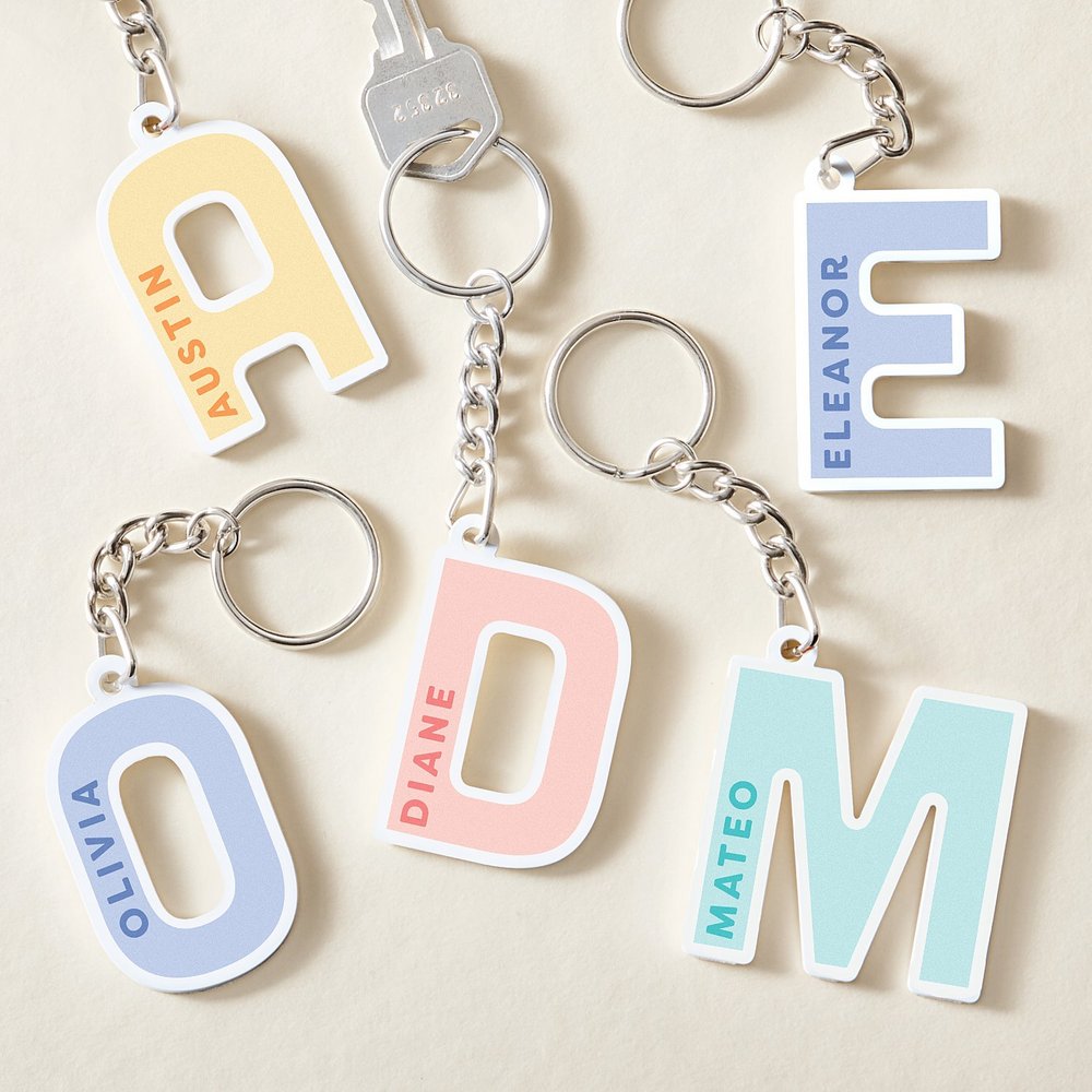 Pastel Initial And Name Acrylic Keychain