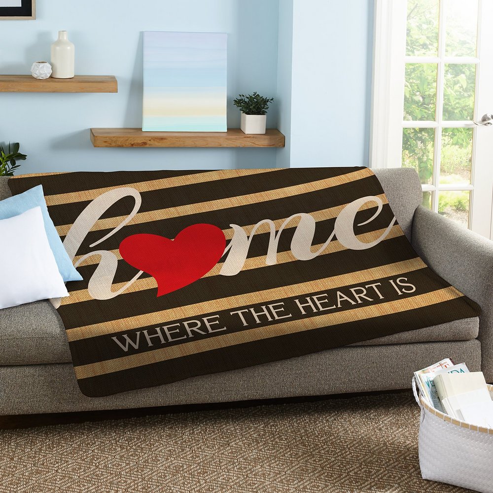 Striped Heart Home Plush Blanket