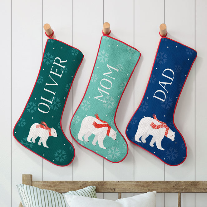Polar Bear Family Personalized Stockings