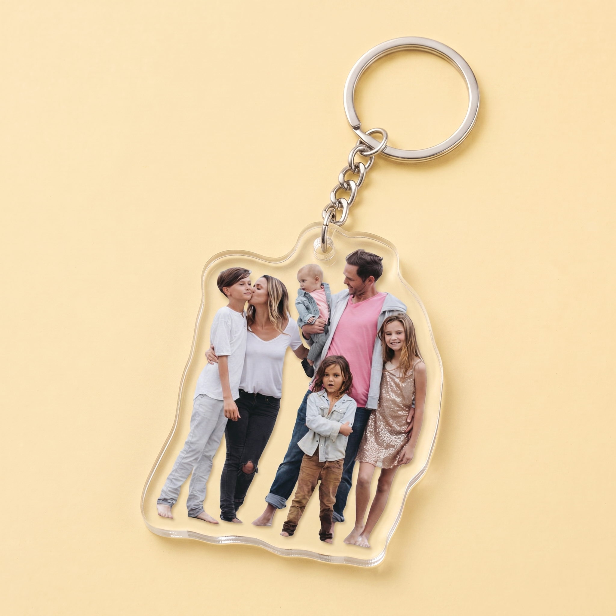 Photo Silhouette Laser-Cut Clear Acrylic Keychain