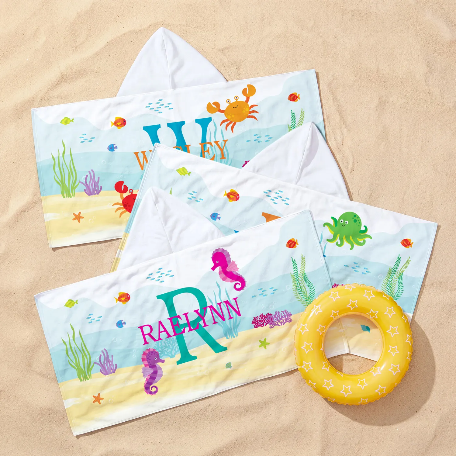 My Own Beachy Name Hooded Beach Towel