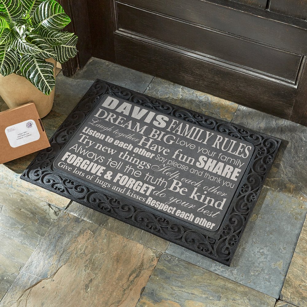 Family Values Personalized Welcome Mat