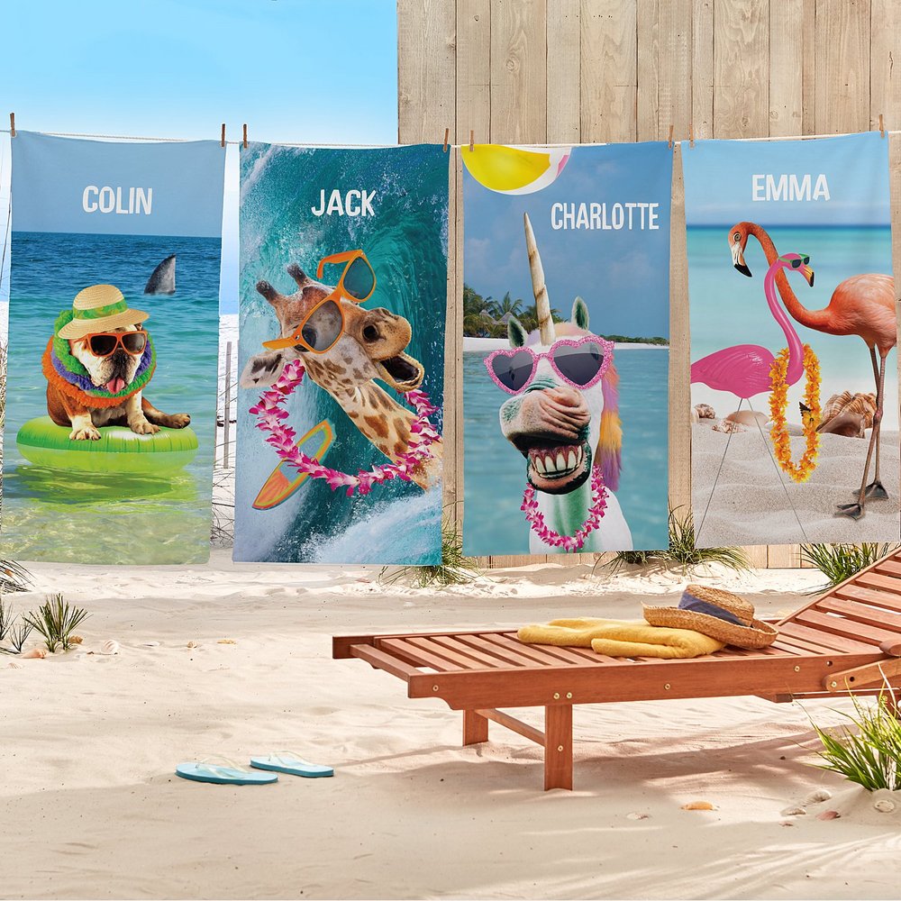 Funky Animal Personalized Beach Towel