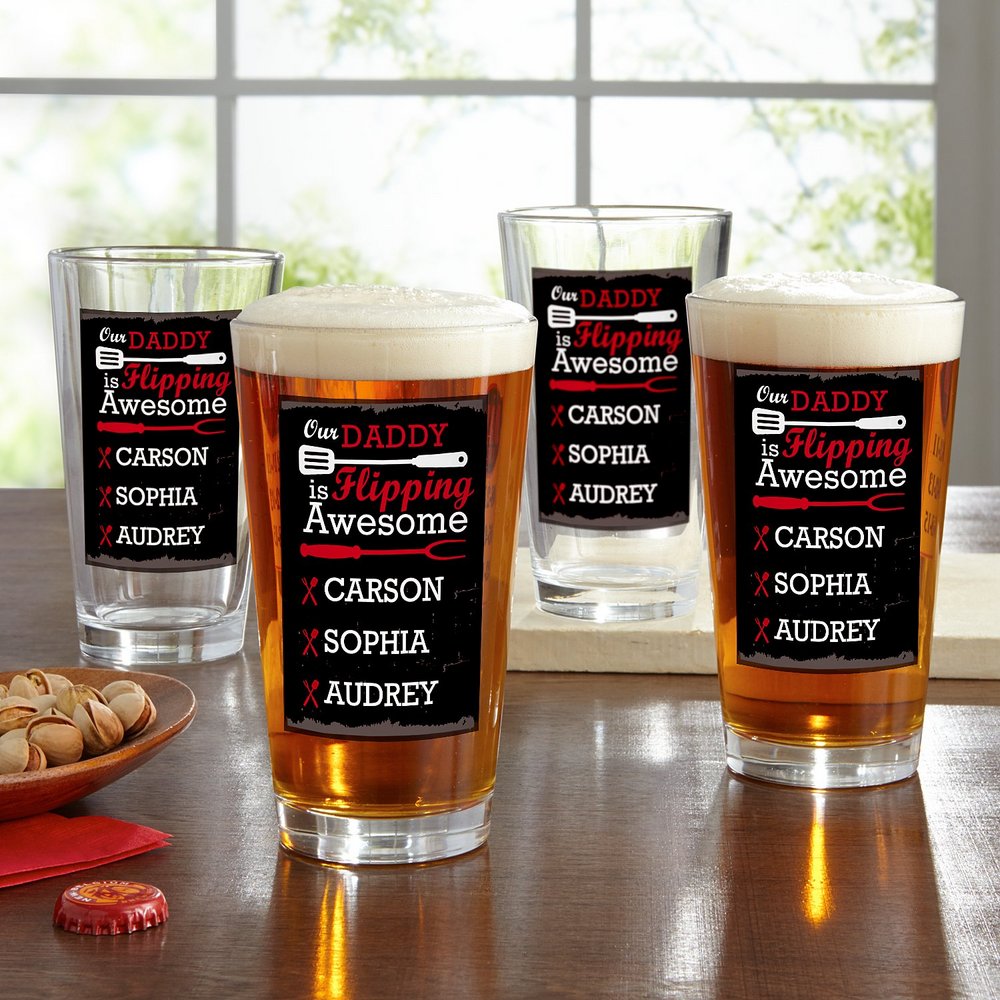 Flipping Fantastic Personalized Pint Beer Glasses