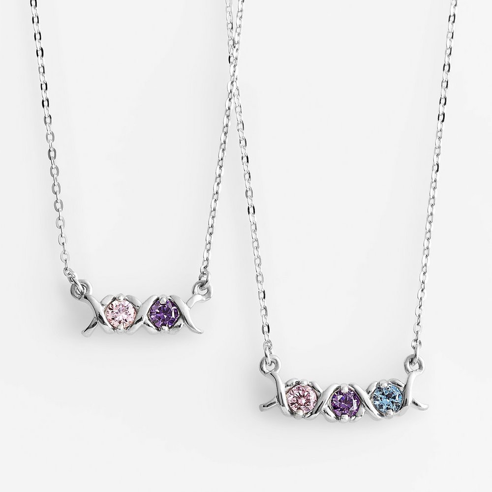 Hugs and Kisses Personalized Birthstone Necklace