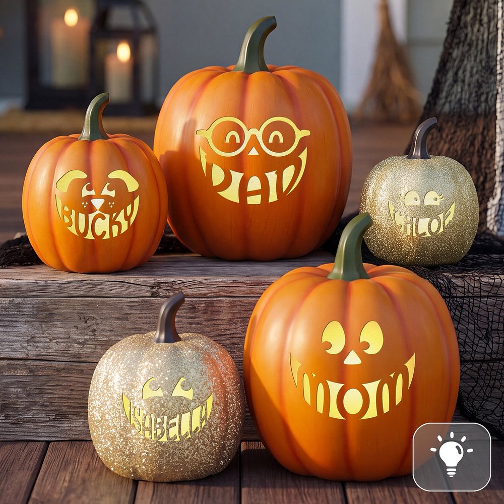Illuminated Create-Your-Own Personalized Pumpkin Family