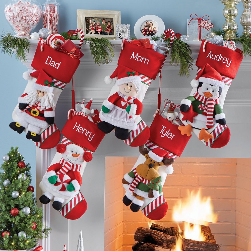 Festive Family Candy Cane Personalized Stocking