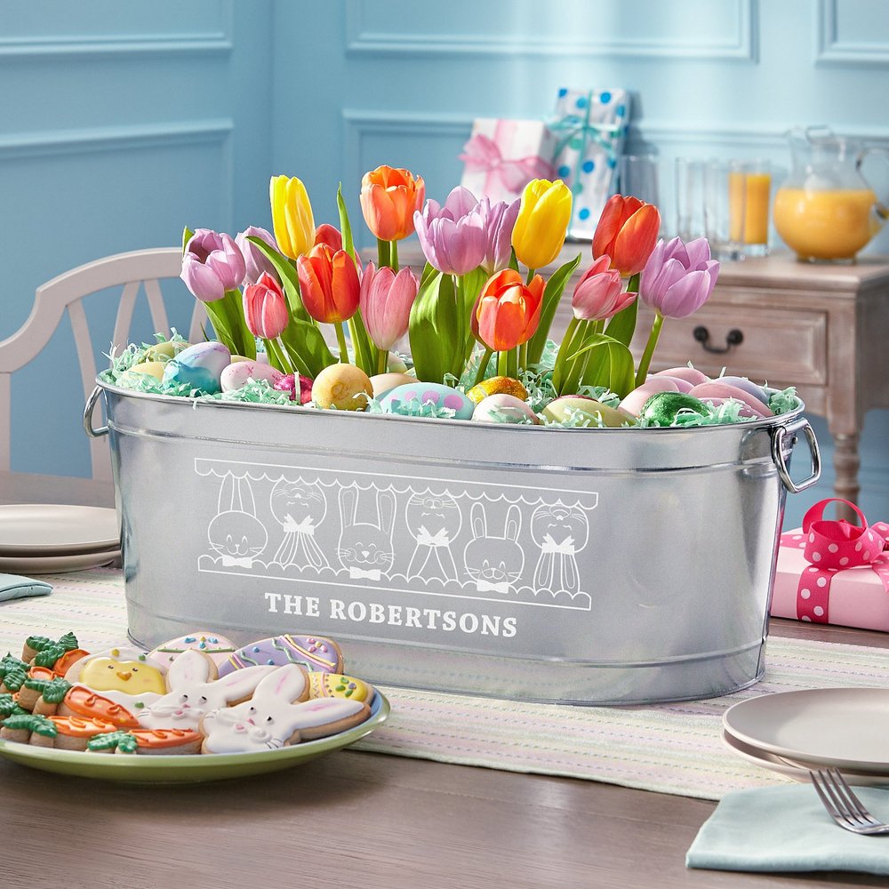 Bunny Gathering Personalized Galvanized Beverage Tub