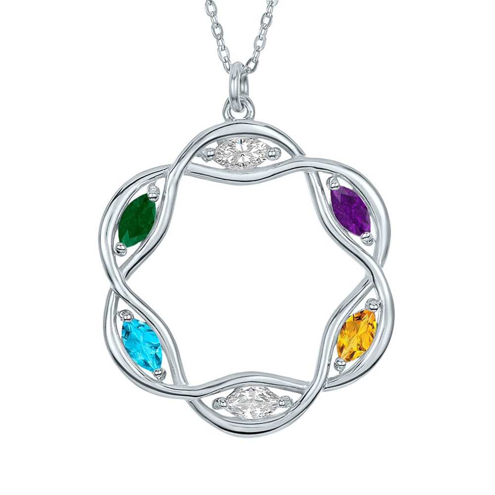 Our Family Tree Personalized Birthstone Pendant - 4 Stones