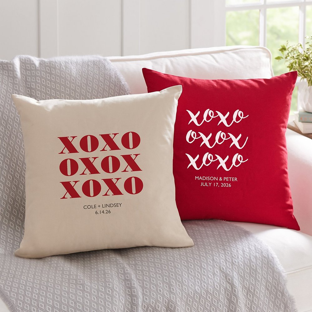 Hugs & Kisses Personalized Decorative Pillow