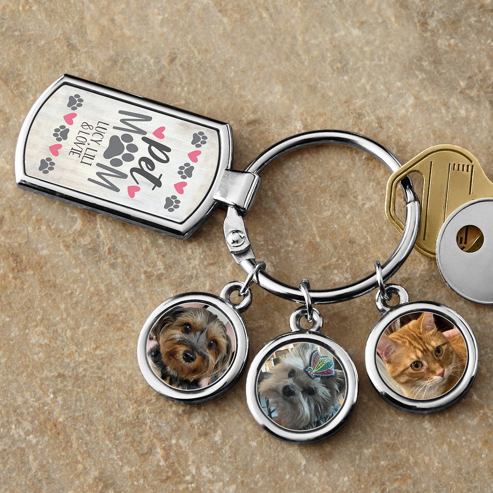 Fur Baby Mom Personalized Photo Keychain