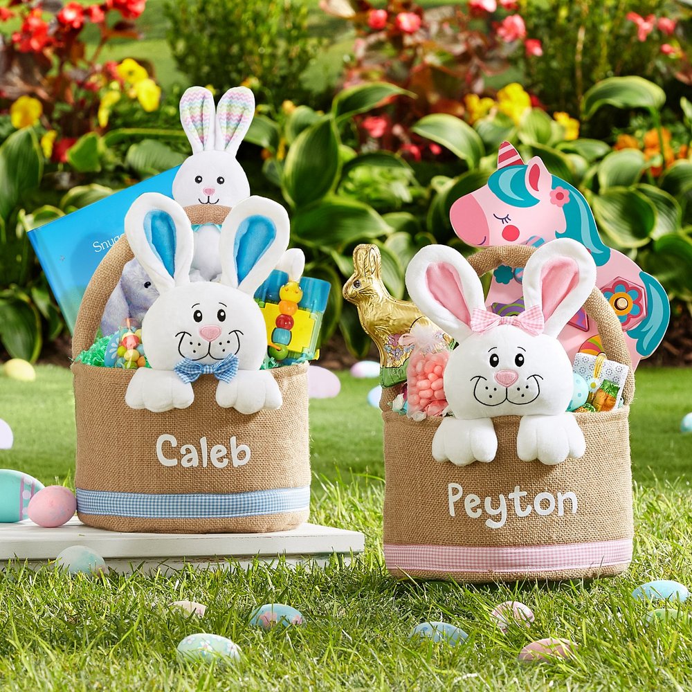 Bunny In A Basket Personalized Easter Egg Hunt Basket