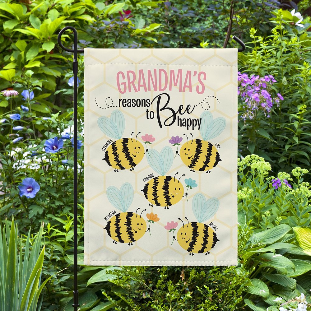 Bee Happy Personalized Garden Flag