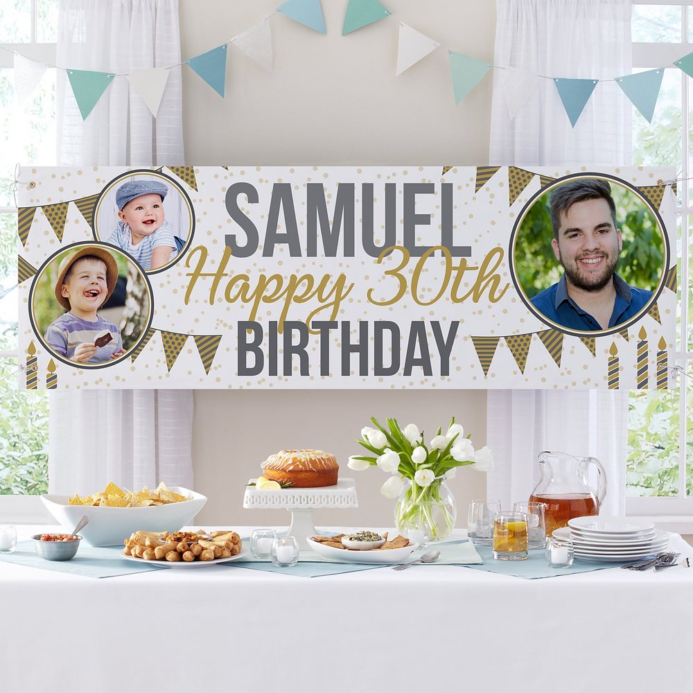 Throughout the Years Photo Personalized Birthday Banner