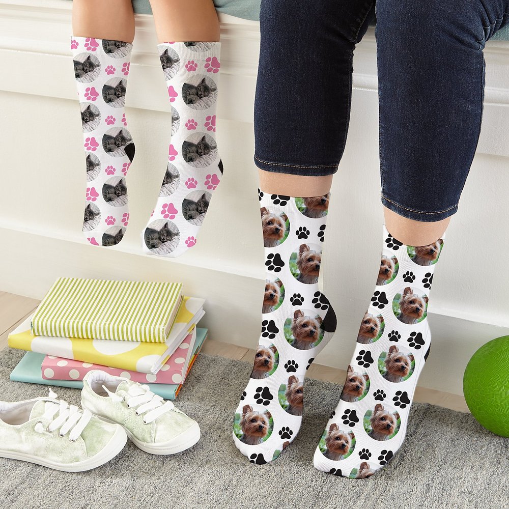 Animal Paw Print Personalized Picture Socks
