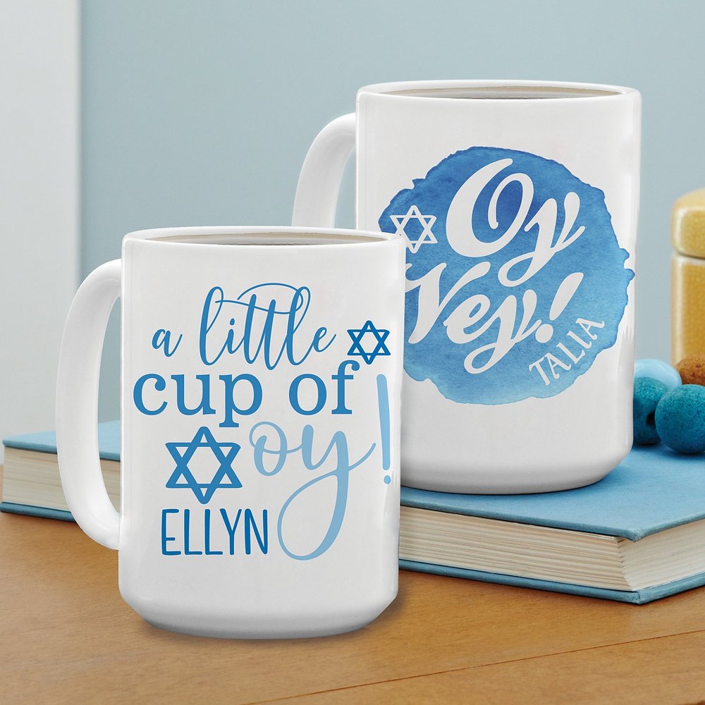 Oy Vey! Festive Personalized Hanukkah Mug