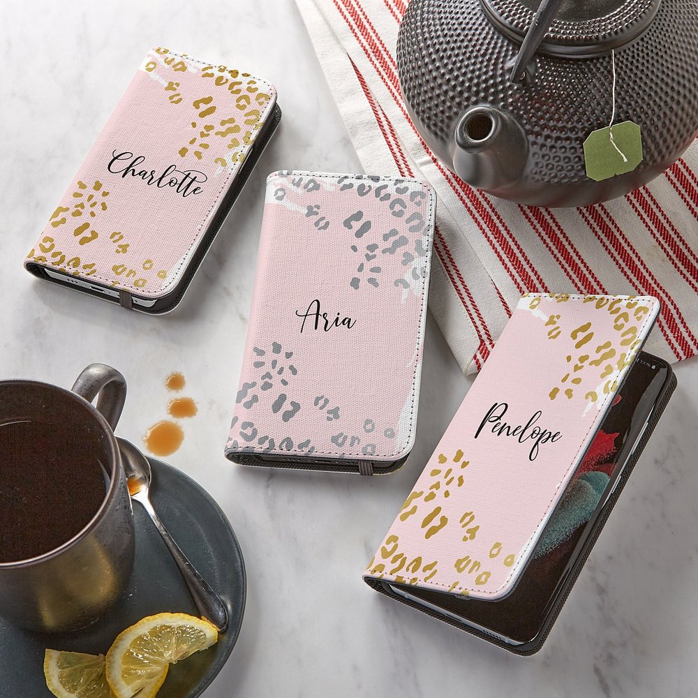 Metallic Leopard Personalized Smartphone Folio Case