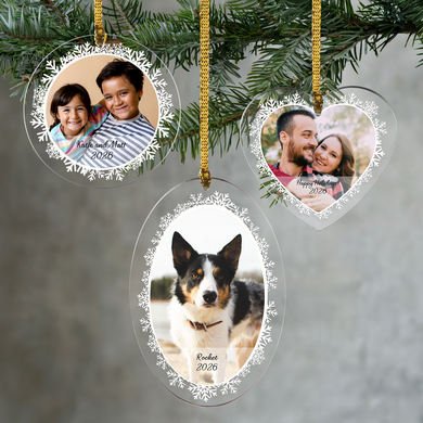 Snowflake Swirl Personalized Photo Ornament
