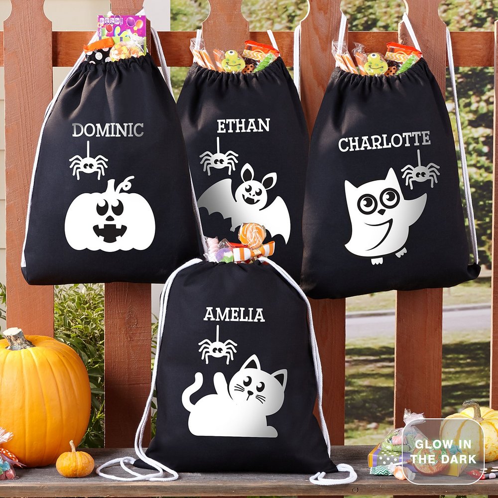 Glowing Spooky Buddies Personalized Drawstring Bag