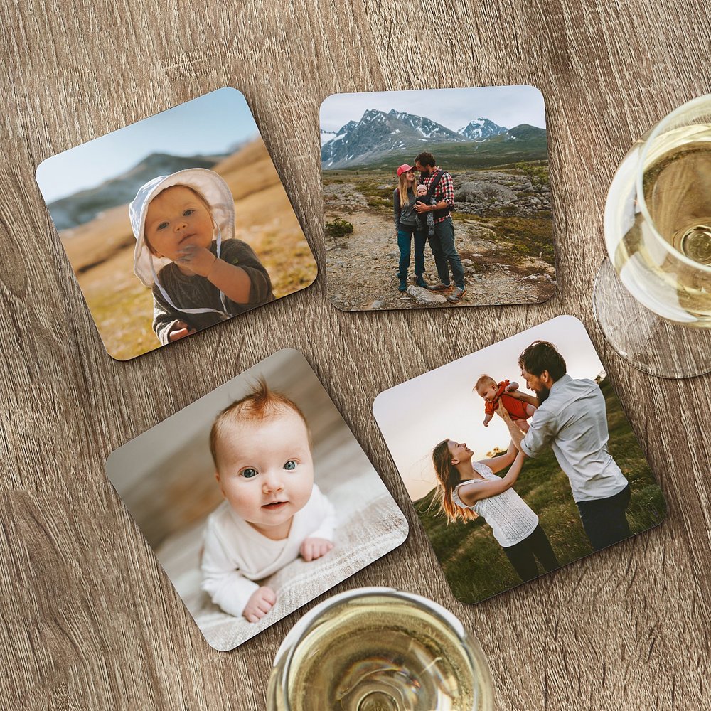Captivating Personalized Wooden Photo Coasters