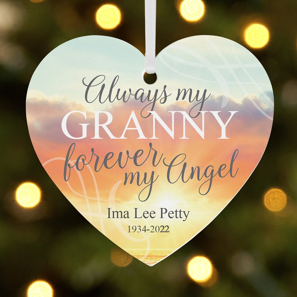Forever Angel Memorial Wood Heart Personalized Ornament