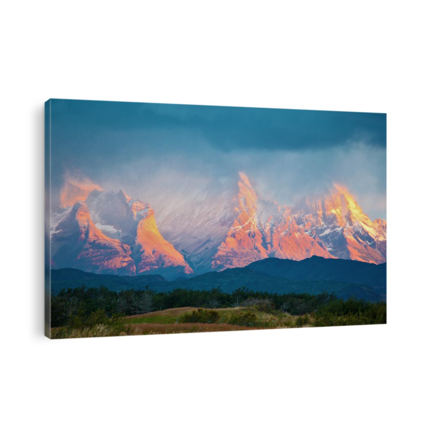 National Park Torres del Paine in southern Chile. Sunrise on a windy day