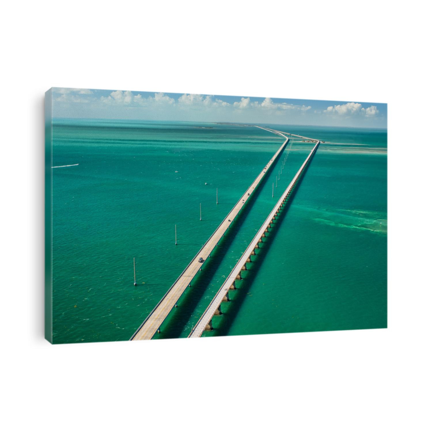 aerial view looking west along the seven mile bridge of US1 to the florida keys