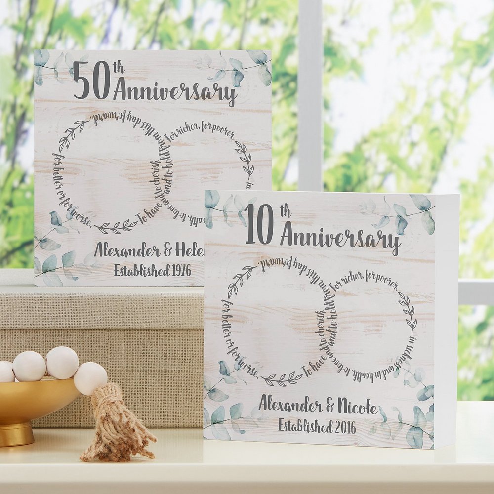 Eternal Love Anniversary Personalized Wooden Block