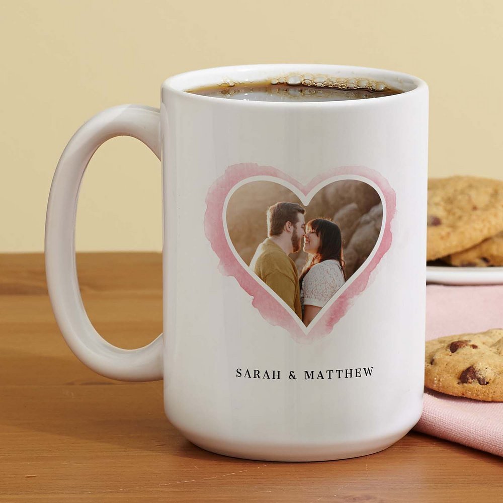 Watercolor Heart Personalized Photo Mug