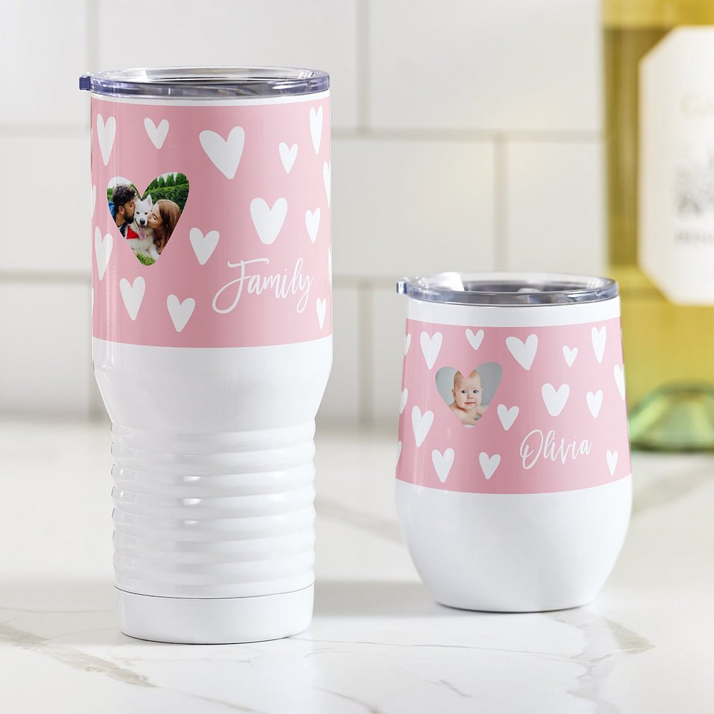 Whirling Hearts Personalized Photo Tumbler