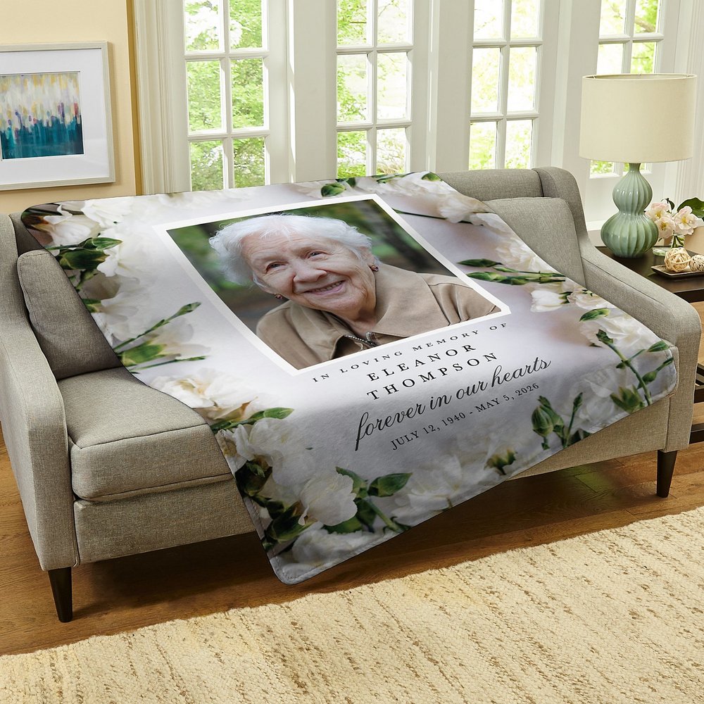 Heavenly Memories Sympathy Personalized Photo Plush Blanket
